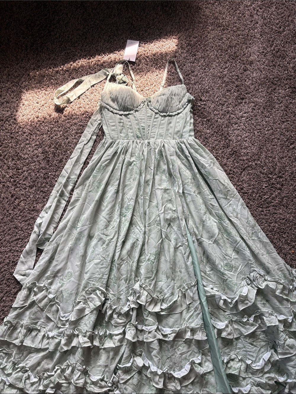 Pale green Ruffle Corset Dress